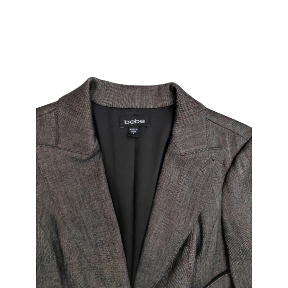 Bebe Brown Tweed Blazer Tailored Suit Jacket - Picture 7 of 11